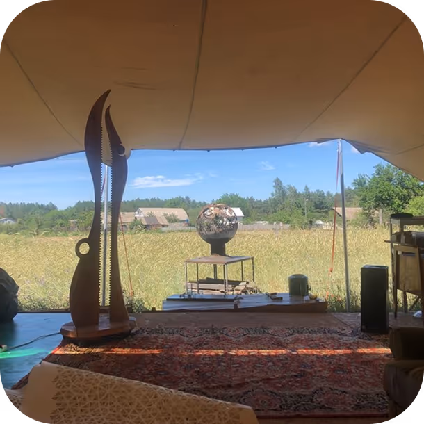 View from tent in the field